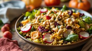 découvrez des salades tièdes d’automne savoureuses à base de céréales, légumes croquants et sauce onctueuse. une idée gourmande et saine pour réchauffer vos repas de saison.