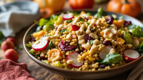 découvrez des salades tièdes d’automne savoureuses à base de céréales, légumes croquants et sauce onctueuse. une idée gourmande et saine pour réchauffer vos repas de saison.
