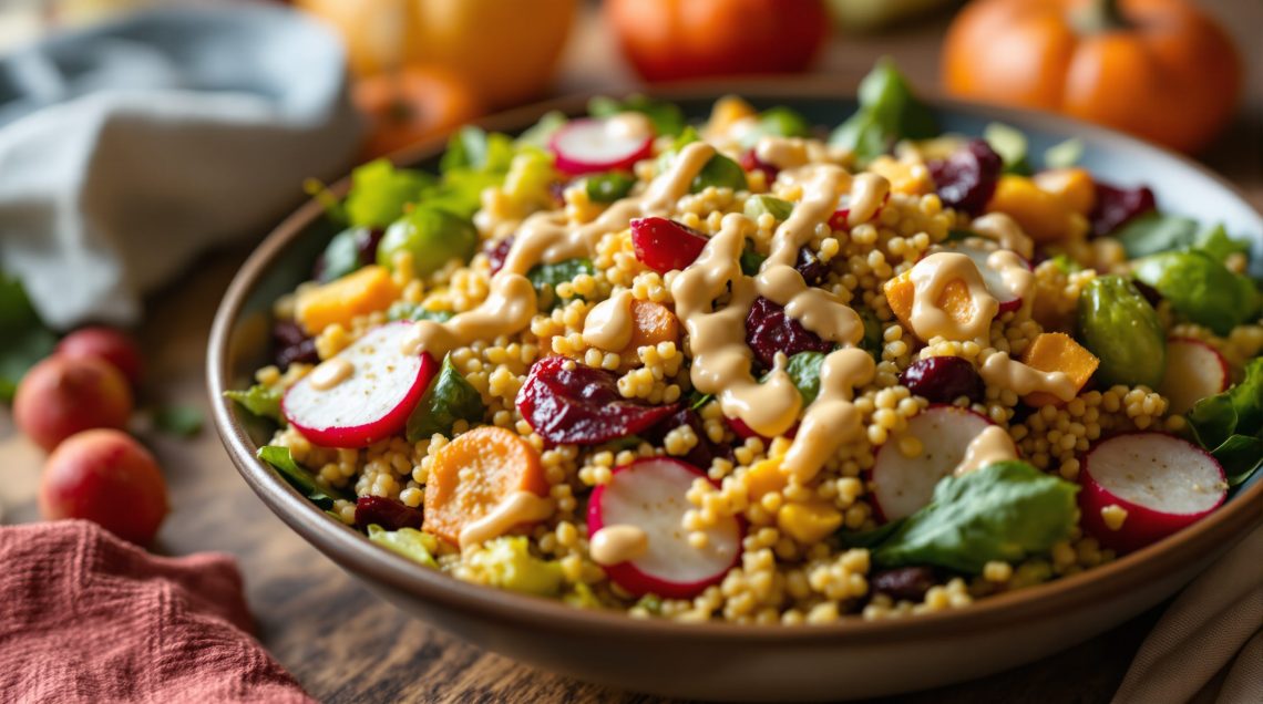 découvrez des salades tièdes d’automne savoureuses à base de céréales, légumes croquants et sauce onctueuse. une idée gourmande et saine pour réchauffer vos repas de saison.